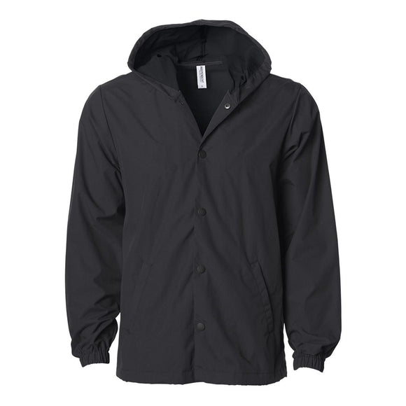 EXP95NB Independent Trading Co. Water-Resistant Hooded Windbreaker Black/ Black