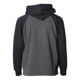 PRM15YSBZ Independent Trading Co. Youth Lightweight Special Blend Raglan Zip Hood Carbon/ Black