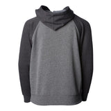 PRM15YSBZ Independent Trading Co. Youth Lightweight Special Blend Raglan Zip Hood Nickel/ Carbon