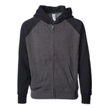 PRM10TSBZ Independent Trading Co. Toddler Lightweight Special Blend Raglan Zip Hood Carbon/ Black