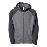 PRM10TSBZ Independent Trading Co. Toddler Lightweight Special Blend Raglan Zip Hood Nickel/ Carbon