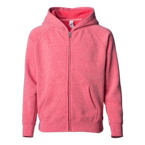 PRM10TSBZ Independent Trading Co. Toddler Lightweight Special Blend Raglan Zip Hood Pomegranate