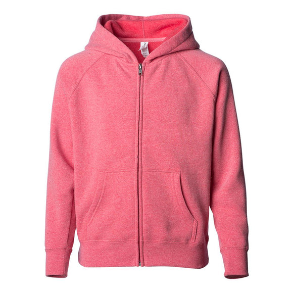 PRM10TSBZ Independent Trading Co. Toddler Lightweight Special Blend Raglan Zip Hood Pomegranate