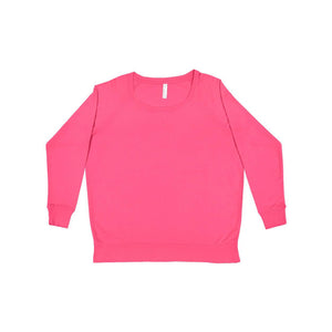 3862 LAT Women's Curvy Slouchy Pullover Hot Pink