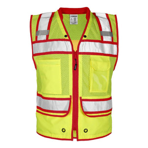 S5042-5046 Kishigo Color Contrast High Performance Surveyors Vest Lime/ Red - S5043