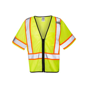 1565-1566 Kishigo Class 3 Mesh Zippered Vest Lime