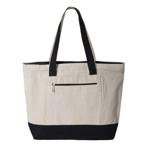 Q1300 Q-Tees 19L Zippered Tote Natural/ Black