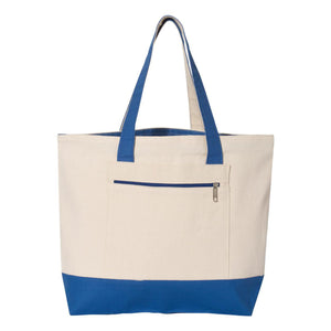 Q1300 Q-Tees 19L Zippered Tote Natural/ Royal