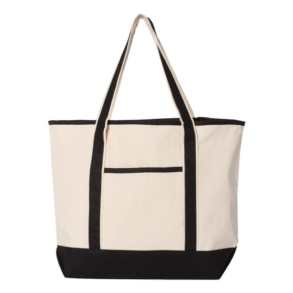 Q1500 Q-Tees 34.6L Large Canvas Deluxe Tote Natural/ Black