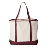 Q1500 Q-Tees 34.6L Large Canvas Deluxe Tote Natural/ Maroon