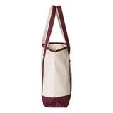 Q1500 Q-Tees 34.6L Large Canvas Deluxe Tote Natural/ Maroon