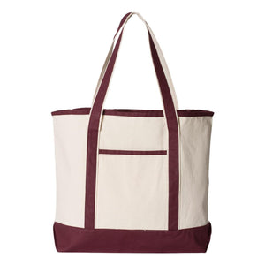 Q1500 Q-Tees 34.6L Large Canvas Deluxe Tote Natural/ Maroon