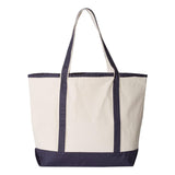 Q1500 Q-Tees 34.6L Large Canvas Deluxe Tote Natural/ Navy