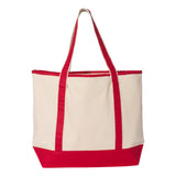 Q1500 Q-Tees 34.6L Large Canvas Deluxe Tote Natural/ Red