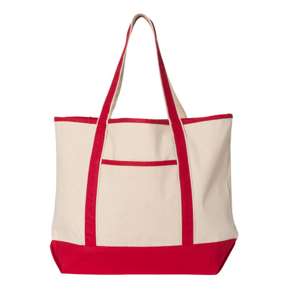 Q1500 Q-Tees 34.6L Large Canvas Deluxe Tote Natural/ Red