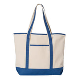 Q1500 Q-Tees 34.6L Large Canvas Deluxe Tote Natural/ Royal