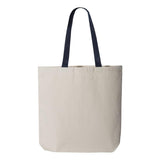 Q4400 Q-Tees 11L Canvas Tote with Contrast-Color Handles Natural/ Navy