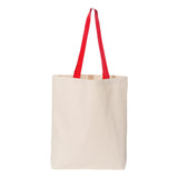 Q4400 Q-Tees 11L Canvas Tote with Contrast-Color Handles Natural/ Red