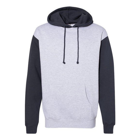 IND4000 Independent Trading Co. Heavyweight Hooded Sweatshirt Grey Heather/ Slate Blue