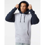 IND4000 Independent Trading Co. Heavyweight Hooded Sweatshirt Grey Heather/ Slate Blue