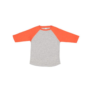 3330 Rabbit Skins Toddler Baseball Fine Jersey Three-Quarter Sleeve Tee Vintage Heather/ Vintage Orange