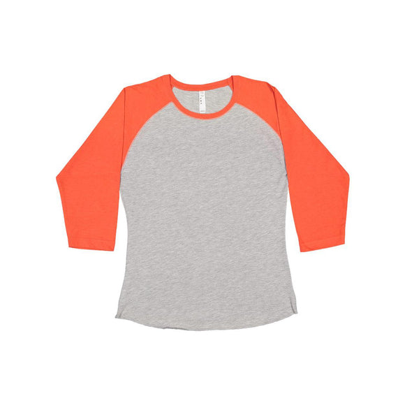 3530 LAT Women's Baseball Fine Jersey Three-Quarter Sleeve Tee Vintage Heather/ Vintage Orange