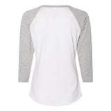 3530 LAT Women's Baseball Fine Jersey Three-Quarter Sleeve Tee White/ Vintage Heather