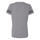 3537 LAT Women's Football V-Neck Fine Jersey Tee Granite Heather/ Vintage Smoke