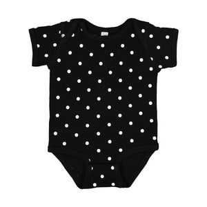 4400 Rabbit Skins Infant Baby Rib Bodysuit Black/ White Dot