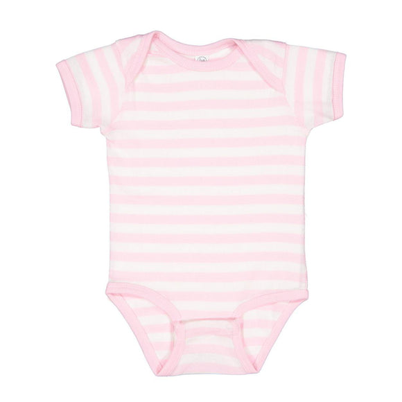 4400 Rabbit Skins Infant Baby Rib Bodysuit Ballerina/ White Stripe