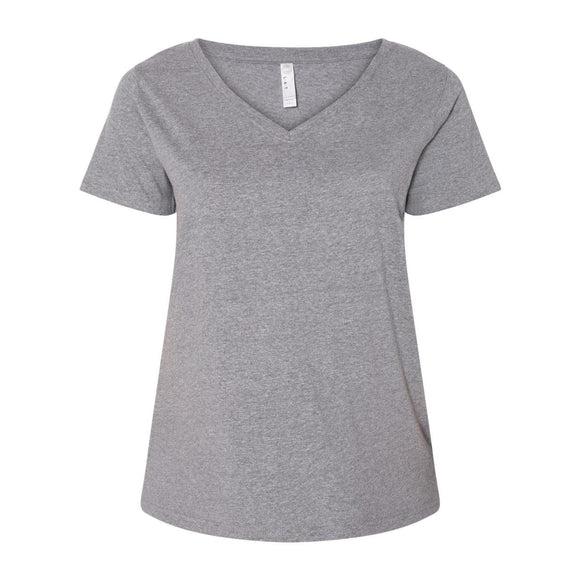 3807 LAT Curvy Collection Women's Premium Jersey V-Neck Tee Granite Heather