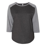 3830 LAT Curvy Collection Women's Baseball Three-Quarter Sleeve Tee Vintage Smoke/ Granite Heather