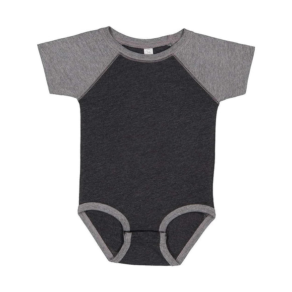 4430 Rabbit Skins Infant Baseball Fine Jersey Bodysuit Vintage Smoke/ Granite Heather