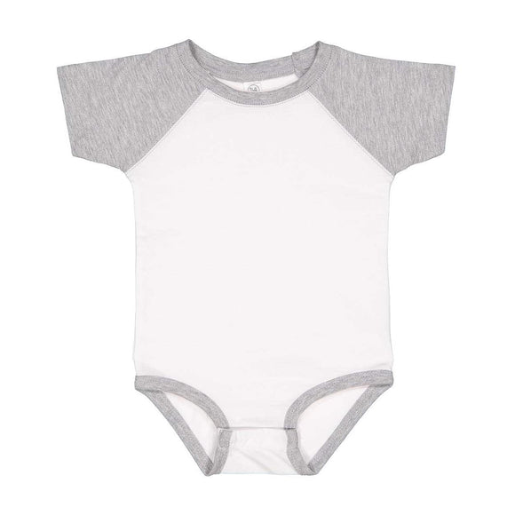 4430 Rabbit Skins Infant Baseball Fine Jersey Bodysuit White/ Vintage Heather