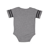 4437 Rabbit Skins Infant Football Fine Jersey Bodysuit Granite Heather/ Vintage Smoke