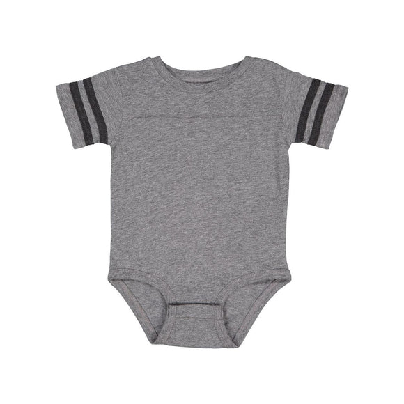 4437 Rabbit Skins Infant Football Fine Jersey Bodysuit Granite Heather/ Vintage Smoke