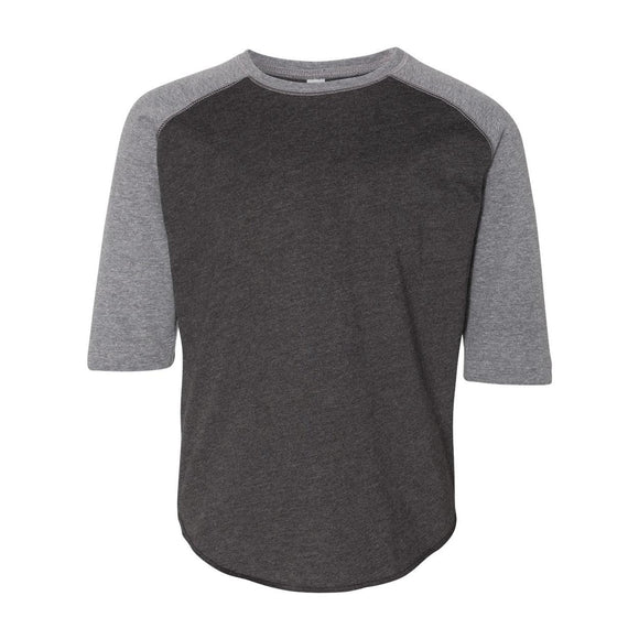 6130 LAT Youth Baseball Fine Jersey Three-Quarter Sleeve Tee Vintage Smoke/ Granite Heather