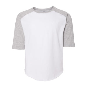 6130 LAT Youth Baseball Fine Jersey Three-Quarter Sleeve Tee White/ Vintage Heather