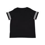 3837 LAT Curvy Collection Women's Vintage Football T-Shirt Black Solid/ White