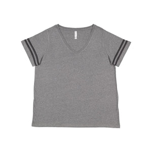 3837 LAT Curvy Collection Women's Vintage Football T-Shirt Granite Heather/ Vintage Smoke