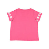 3837 LAT Curvy Collection Women's Vintage Football T-Shirt Vintage Hot Pink/ White