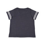 3837 LAT Curvy Collection Women's Vintage Football T-Shirt Vintage Navy/ White