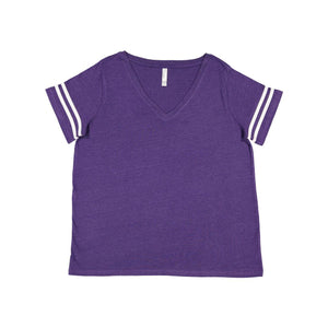 3837 LAT Curvy Collection Women's Vintage Football T-Shirt Vintage Purple/ White