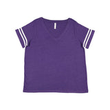 3837 LAT Curvy Collection Women's Vintage Football T-Shirt Vintage Purple/ White