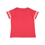 3837 LAT Curvy Collection Women's Vintage Football T-Shirt Vintage Red/ White