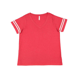 3837 LAT Curvy Collection Women's Vintage Football T-Shirt Vintage Red/ White