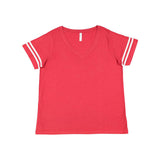 3837 LAT Curvy Collection Women's Vintage Football T-Shirt Vintage Red/ White