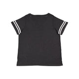 3837 LAT Curvy Collection Women's Vintage Football T-Shirt Vintage Smoke/ White