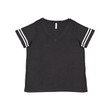 3837 LAT Curvy Collection Women's Vintage Football T-Shirt Vintage Smoke/ White