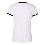 3532 LAT Women's Retro Ringer Fine Jersey V-Neck Tee White Solid/ Black